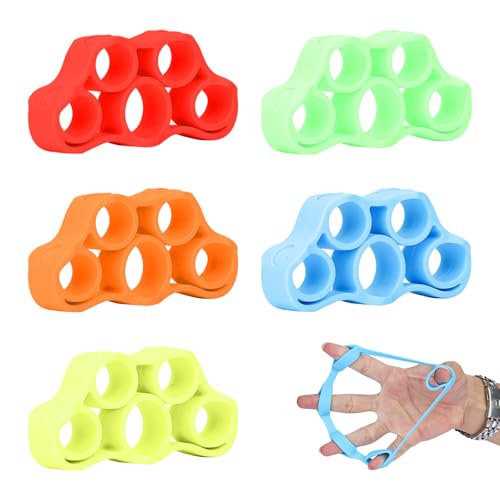 Funalix Fingertrainer,5 Stück Silikon Fingerstärken,Handgriffverstärker,für Muskeltraining,Krafttraining,Stressabbau,Klettern und Wiederherstellung von Verletzungen