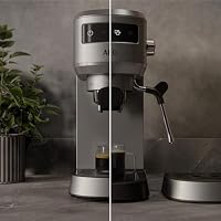 AEG EC6-1-6ST Espresso Siebträgermaschine/schmales Design/Thermoblock Technologie / 15 bar / 3 Einsätze für 1-2 Tassen & ESE Pads/Touch Bedienfeld/Milchschaumdüse / 1 l Wassertank/Edelstahl – Ansicht 5