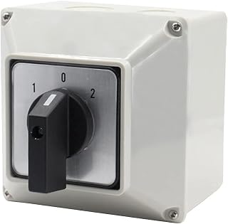 Universal Changeover Selector Switch, with Waterproof Box, 3 Positions 12 Terminals, Power Transfer Switch, LW26-32/3 32A 440V Motor Generators, Rotary Cam Selector