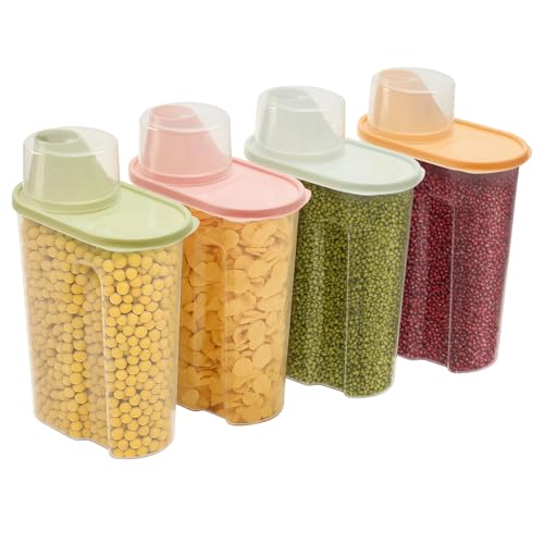KingSaid Boîtes Alimentaires, 2.2L Lot de 4 Boite Hermetique Alimentaire Pour Conserver Les Céréales Avec Bec Verseur, Boite de Rangement Cuisine, Pour Céréales, Farine et Aliments Secs