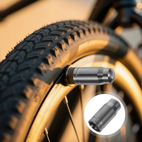 1 par de tapones de válvula de titanio para llantas de bicicleta – Tapones metálicos ligeros para válvulas con cubierta a prueba de polvo, compatibles con bicicletas de montaña y de carretera, ruedas de automóvil y motocicleta miniatura 7