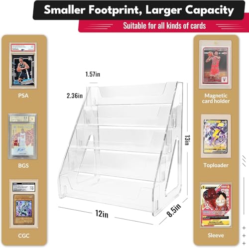 Trading Card Display Stand, Vertical Card Holder, 5-Tier, 2 Pack | Baseball Basketball Sports Graded Card Display Shelf fits PSA BGS SGC Slabs Organizer for Card Show Vendor Booth (5 Tier, 2 Pack) by BIGFIS - Used condition - Image 2