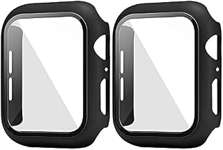HANKN 2 Pack 41mm Clear Case Compatible with Apple Watch Series 8 7 41mm Tempered Glass Screen Protector Case, Full Coverage Hard PC Ultra-Thin Shockproof Iwatch Cover Bumper (41mm, Clear+Clear)