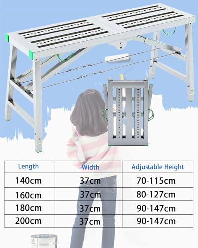 Échafaudage réglable pour éviter les chutes, établi pliable de 180cm - 4