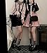 Wayolyn Jirai Kei Fashion Lolita Bow Skirts Overall Kwaii Style Short Mini Skirt Gothic Cutecore Tenshi Kawaii Shoujo Clothes (Pink,One Size)