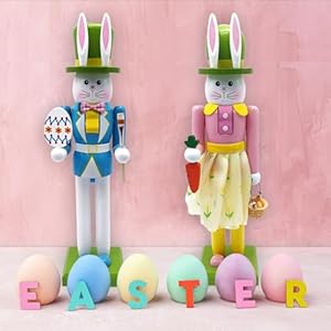 Easter Nutcracker,12" Wooden Rabbit Sculpture with Carrot Keychain,Bunny Holiday Decorations,Craft Animal Figurines,Rabbits Statues Ornaments for Home Office,Easter Indoor Party Decor(LightPink) Easter Nutcracker12 Wooden Rabbit Sculpture with Carrot KeychainBunny Holiday DecorationsCraft Animal FigurinesRabbits Statues Ornaments for Home OfficeEaster Indoor Party DecorLightPink