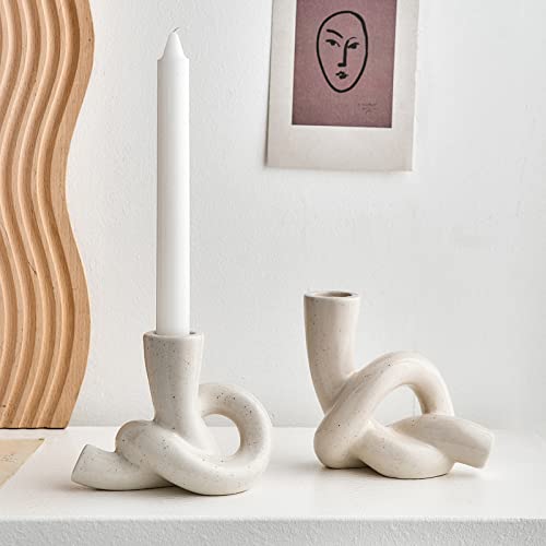 2 Pcs Taper Ceramic Candle Holders Abstract Artwork, Table Centercenterpiece, Candlestick Holder Decorations For Wedding, Kitchen, Dinning, Party, Home Decor #TOP4