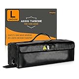 Wheeloo Ebike Akku Tasche bis 49 cm I sicher Laden Dank Kabeldurchführung I Batterie Sicherheitstasche in Zwei Größen I für Lagerung, Transport, Aufladung