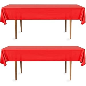 DecorRack 2 Rectangular Tablecloths -BPA- Free Plastic, 54 x 108 inch, Dining Table Cover Cloth Rectangle for Parties, Picnic, Camping and Outdoor, Disposable or Reusable in Red (2 Pack)