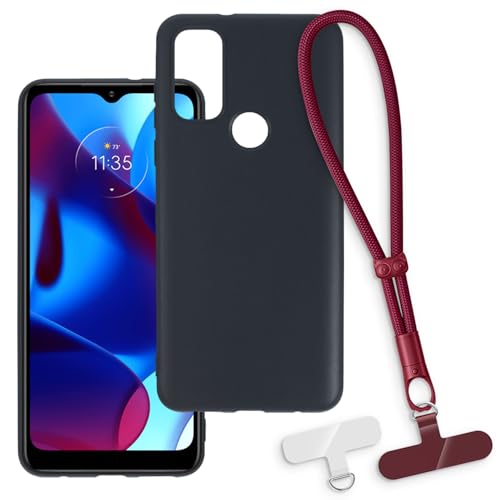 OAGELIM 2-in-1�ی�P�[�X�ƃ��X�g�X�g���b�v Motorola Moto G Play 2023 �Ƃ̌݊������� ���O���\�ȃ��j���[�h�t���d�b�J�o�[�A����~�ߕ����h�~�O���b�v�n���h�� (�u���b�N + ���b�h)