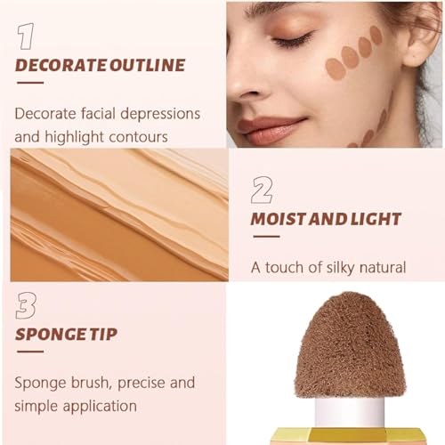 Liquid Contour Stick,Blush Makeup,Bronzer Contour Stick,Liquid Bronzer Contour Wand Concealer,Cream Bronzer Contour Wand,Smooth Natural Matte Finish Contour Wand,Waterproof Long Lasting Natural,01# - Image 4