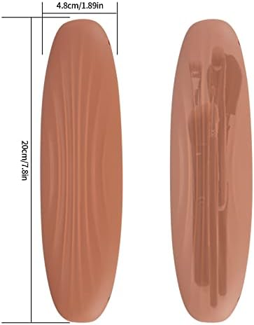 Silicone Travel Makeup Brush Holder, Travel Makeup Brush Silicone Case, Portable Cosmetic Face Brushes Holder, Makeup Tools Bag Organizer, Makeup Brush Travel Holder for Travel - Brown