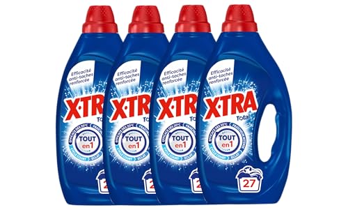 Xtra Total - Lessive Liquide - 4 plus 1 - Propreté - Eclat - Fraîcheur - Engagé pour vous - Economique - Une seule lessive pour tout votre linge - Efficace des 20°C - 108 Lavages - 5 Mois de Lessive