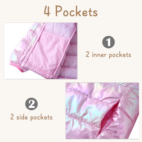 Image of Lovekider Girls Winter Coat Shiny Gradient Lightweight Puffer Jacket 4-12Y