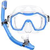 Kwambiri Snorkeling Gear for Adults Kids, Dry-Top Snorkel Set, 180°Panoramic Wide View Diving Mask Breathing Freely Snorkel Mask for Snorkeling Scuba Diving Swimming Travel
