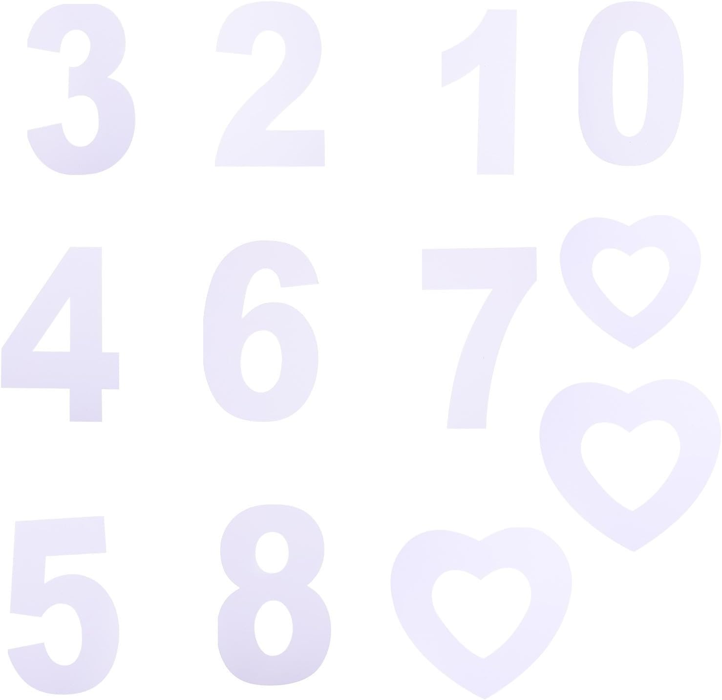13pcs Heart Shaped Number Cake Stencils for Baking Reusable PET