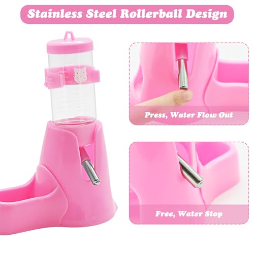 Hamster Water Bottle with Stand, Aleker 80ml Guinea Pig Water Bottle Non Drip, Automatic Feeder Water and Food Dispenser for Guinea Pig, Rat, Rabbit, Gerbil, Chinchilla, Small Animals - Image 3