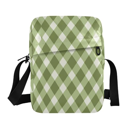 messenger bags Small Crossbody Bag Women Womens Casual Purses Adjustable Strap for Shopping Shopping- Plaid Green White