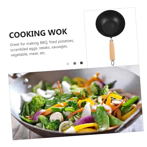 Wok de hierro forjado antiadherente con mango aislante miniatura 4