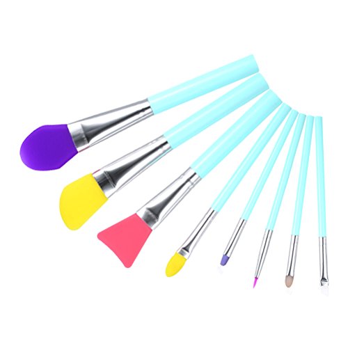 Silicone Makeup Brush Set Odowalker 8 pcs Makeup Applicator for Face Mud Healing Clay Mask,Contour Highlight Kit, Water Based Foundation Blending,Eyeliner,Eye Shadow, BB CC Cream Pack of 8