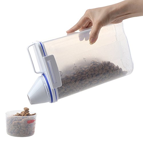 THINKPRICE Pet Food Container Dog Cat Food Storage Containers Pet Dry Food Dispenser with Graduated Cup and Seal Buckles for Dogs Cats