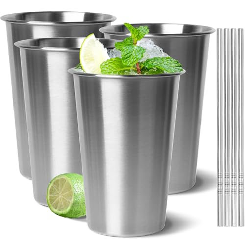LINALL Stainless Steel Cup - 304 Food Grade Insulated Pint Cups for Home, Office, Party - Lightweight, Dishwasher Safe, Leakproof Travel Mug 17oz