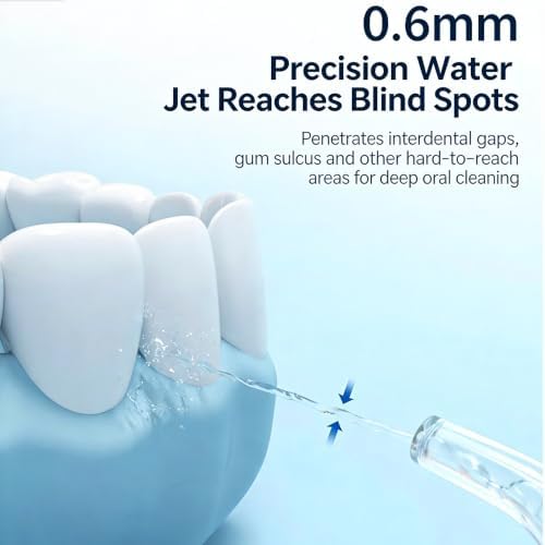 Cordless Water Flosser for Teeth, Portable Power Dental Flosser for Oral Irrigation, Rechargeable Dental Flosser Pick, Waterproof 3 Modes 4 Jet Tips for Adult, Child, Braces, Travel Cleaning - White — view 5