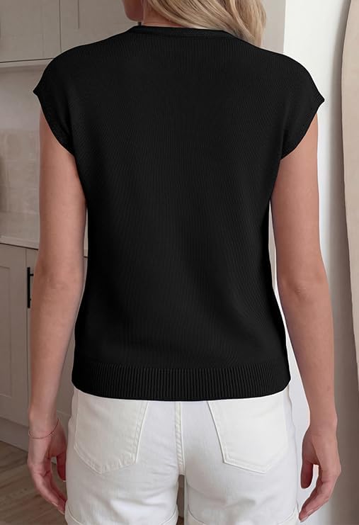 BTFBM Sweater Vest Women V Neck Cap Sleeve Button Down Knit Tops Spring Summer 2026 Loose Lightweight Cardigan Vests - Image 3