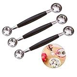 3 Piezas Cuchara de Helado de Doble Cara, Cuchara Doble para Hacer Bolas Cortador de Bolas para Verduras y Frutas para Helado de Sandía para Helado Melón Albóndigas Puré de Papas o Bolas de Melón