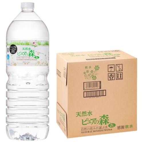 水 [定期便2ヶ月]国産 ミネラルウォーター ピュアの森 2L 6本×1箱 天然水 軟水 ペットボトル ラベルあり