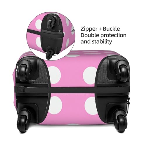 Pink Polka Dots Luggage Cover Washable Stretch Suitcase Protector Anti-Scratch Travel Luggage Sleeve Elastic Baggage Cover Fits 18-32 Inch4