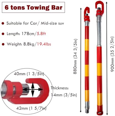 Commercial Towing Bar with Anti-Sway Technology for Safe, Smooth Vehicle Towing - Heavy-Duty, Adjustable, Easy Installation, Enhanced Stability, Compatible with Most Vehicles
