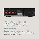 auna wzmacniacz AMP-CD950 DG – wzmacniacz mocy, moc wyjściowa: 8 x 100 W RMS na 4 omach, wbudowany DSP, 4 strefy stereo, Bluetooth, wejście optyczne, wejście AUX-In, CD-In, DVD-In, MP3 In, czarny