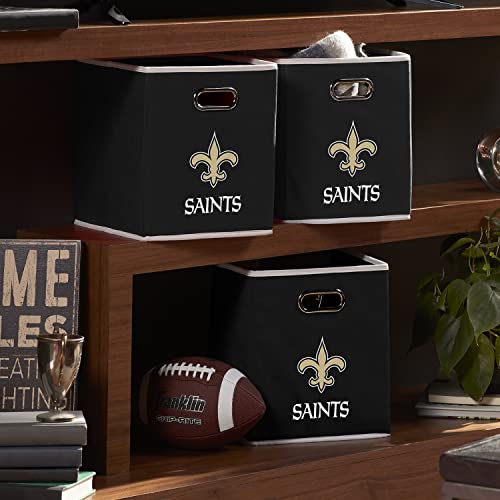 Franklin Sports Nfl New Orleans Saints Collapsible Storage Bin Nfl Folding Cube Storage Container Fits Bin Organizers Fabric Nfl Team Storage Cubes One Size #TOP6