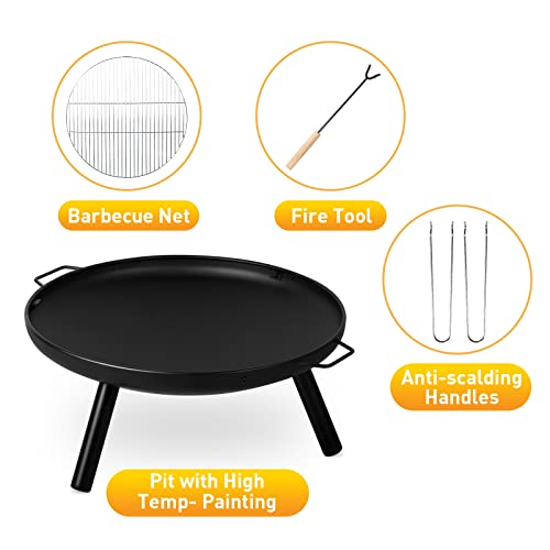 Outogether Fire Pit 23.22In Diameter Metal Fire Pit Backyard Patio Garden Fireplace For Camping, Outdoor Heating, Bonfire And Picnic #TOP2