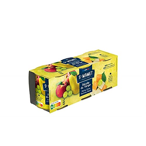 ST MAMET Coupe Du Verger - Poires, Pêches, Cerises en Sirop Léger - Boite 375g - Fruits Frais et Naturels Idéaux pour Toute Occasion - Epicerie Sucrée - Fruits au Sirop - Le Lot De 4