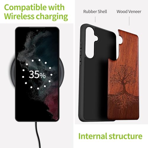 Carveit Wood Case for Galaxy S24 Plus, Tree with Roots, Rosy by Carveit - Used condition - Image 5