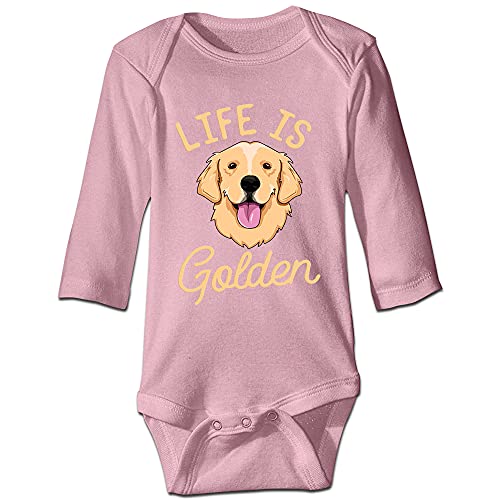 Image of DOQOSESHY Life is Golden(Golden Retriever) Infant Cotton Bodysuit Romper Baby Jumpsuit, 3 Months, Long Sleeve-white