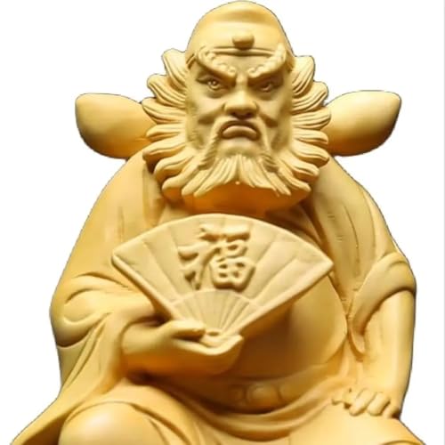 Image of Boxwood Zhong Kui Statue - 8x5x12cm Wood Carving - Home Protection Home Decor