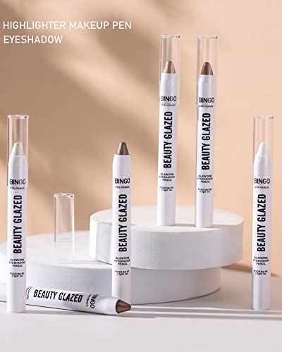 Matte Glitter White Eyeshadow Stick-2Pcs Waterproof Long Lasting Matte Shimmer Metallic Eye Shadow Eye Liner Crayon Automatic Makeup Pencil,Cream Eye Highlighter Brightener Pen,Highly Pigmented- 01+02 #TOP5