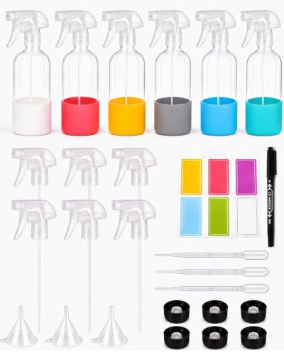 6-Pack Glass Spray Bottles with Accessories