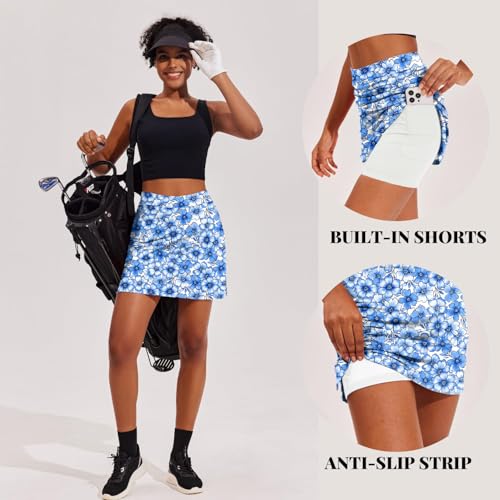 Image of Ekouaer 16 inch Golf Skorts for Woman with Inner Pockets Silicone Grippers Tennis Skirt Quick Dry Athletic Pickleball Skort