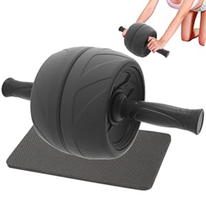 LEZER Ab Roller Wheel, Abdominal Workout, Extra Wide 5.5″, Exercise Wheel, Home Gym Fitness Equipment, Core Strength, Muscle, Thick Knee Pad, Made In Taiwan Black