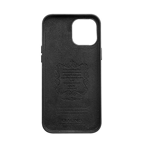 Qialino Case For Iphone 12 Pro Max Genuine Leather Secure Fit Phone Bumper With Raised Edge Protection And Ultra Thin Sleeve Covers Support Wireless Charging (Black 6.7 Inch) #TOP6