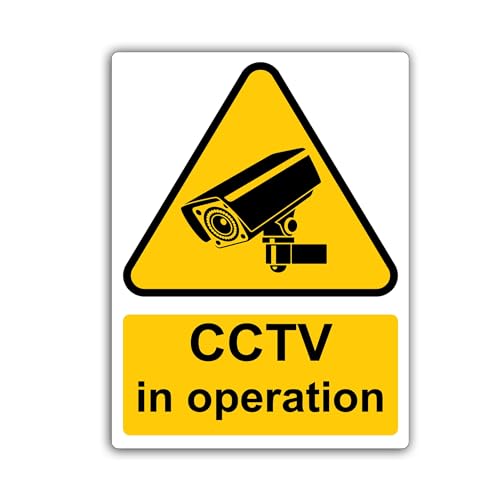 RDLCAR CCTV In Operation Signs 1mm Rigid PVC Pack of 5 Signage Durable 200mm x 300mm Security Warning Signs Outdoor