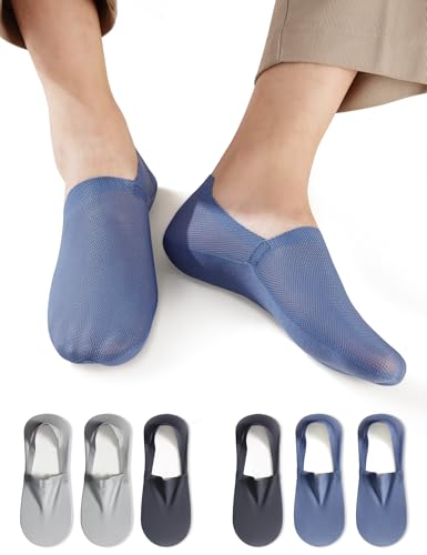 Image of Ultra Thin No Show Socks Men - 6Pairs Breathable Mesh Ankle Socks, Anti-Slip & Invisible for Running & Office