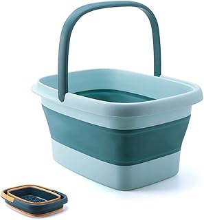 CHIFONE フットバス 折りたたみ 足湯桶 折りたたみバケツ 折り畳みバケツ 足湯 足浴器 マッサージー 15L大容量 入眠促進 血液循環改善 冷え改善 深型タイプ バケツ 軽量 収納便利 持ち運び収納 家庭用 (グリーン)