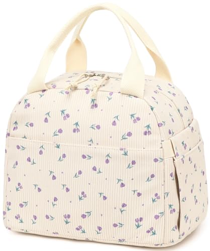 Bluboon Lunch Bag for Women Men Cute Corduroy Lunch Tote Bags Reusable Insulated Lunch Box Large Capacity Reusable Insulated Cooler for Work Picnic or Travel