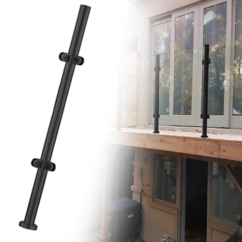 48 44 40 36 32 28 24 in Height Round Glass Railing Post, Glass Stair Railing Post System for Atrium Dividers, Stainless Steel Pillar Clamps Vitreous(A-Corner,Height 36in/90cm)