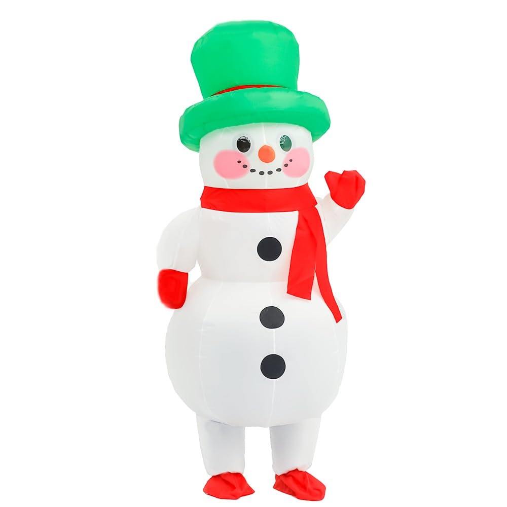 Inflatable Christmas Costume for Adult Blow up Santa Claus Elf Snowman Ginger Bread Man Costum Xmas Funny Fancy Dress